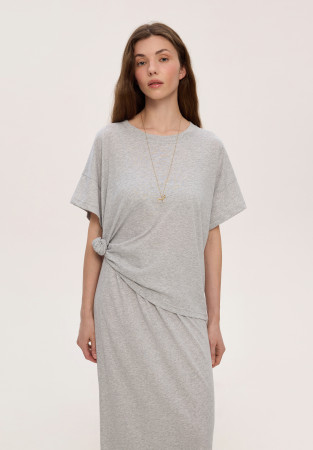 Футболка из джерси свободного силуэта серый меланж